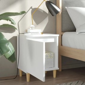 Mesa de cabeceira c/ pernas em madeira maciça 40x30x50cm branco