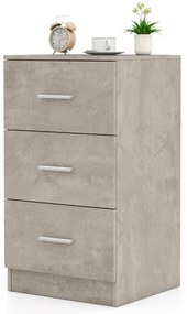 Mesa de cabeceira com 3 gavetas 37 x 34 x 66,5 cm Cinza