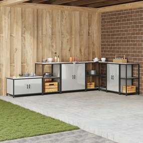 vidaXL Armazenamento de Cozinha com porta Prateado 60 x 50 x 92 cm Aço