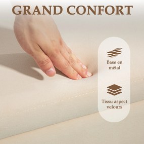 Banco com arrumação e baú de arrumação de design contemporâneo - espaço de arrumação em veludo bege com base em metal dourado