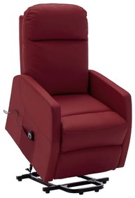 vidaXL Poltrona elevatória couro artificial vermelho tinto