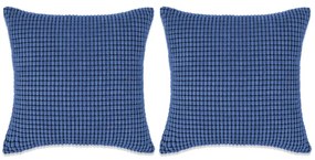 Conjunto de 2 almofadas em veludo 45x45 cm azul