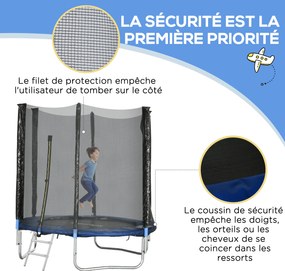 Trampolim de exterior com rede de segurança de Ø180 cm para crianças e adultos