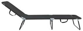 Espreguiçadeira Dobrável 2 pcs Portátil Preta 600D Tecido Oxford