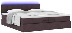 Estrutura de cama otomana com colchões tecido castanho escuro