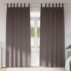 Cortinas opacas 2 pcs Castanho escuro 225 x 140 cm Poliéster