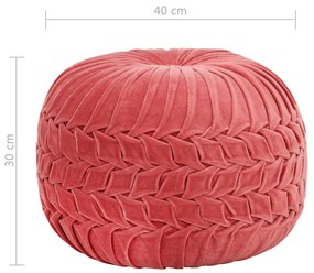 Pufe em veludo de algodão design smock 40x30 cm rosa