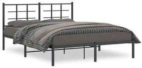 Estrutura de cama com cabeceira 160x200 cm metal preto