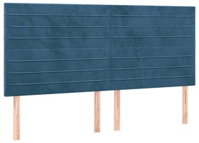 Cama com molas/colchão 200x200 cm veludo azul-escuro