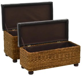 Conjunto de bancos 2 pcs erva marinha castanho