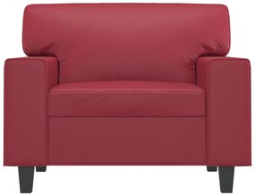 Poltrona 60 cm couro artificial vermelho tinto