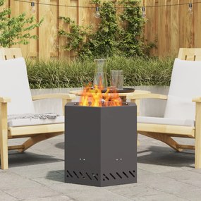 vidaXL Fogueira Sem Fumaça Hexagonal Preta 48x48x51 cm Aço