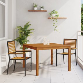 Conjunto de Jantar de Jardim de 3 Peças vidaXL Preto Polyrattan Acácia