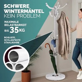 Cabide Porta-casacos com base em mármore, altura 173 cm branco