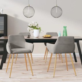 vidaXL Cadeiras de jantar 4 pcs veludo cinzento-claro