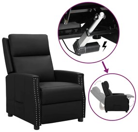 vidaXL Poltrona elevatória couro artificial preto