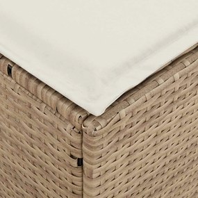 4 pcs conjunto de jantar p/ jardim c/ almofadões vime PE bege