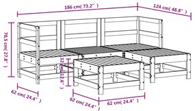5 pcs conjunto lounge de jardim madeira de douglas maciça