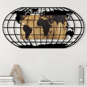 Acessório Decorativo de Parede World Map 2 – Nogueira e Preto – 102 x