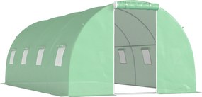 Outsunny Estufa Tipo Túnel 6x3x2 m Estufa de Exterior com Paredes Laterais Enroláveis 8 Janelas e Porta Enrolável com Fecho Verde | Aosom Portugal