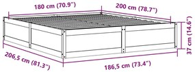 Cama sem colchão 180x200 cm madeira de pinho maciça branco
