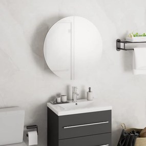 vidaXL Armário p/ casa de banho c/ espelho redondo e LEDs branco