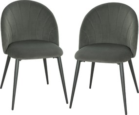 Conjunto de 2 Cadeiras de Jantar em Concha (MESA NÃO INCLUIDA), 52 x 55 x 79 cm, Almofadadas, Cinzento