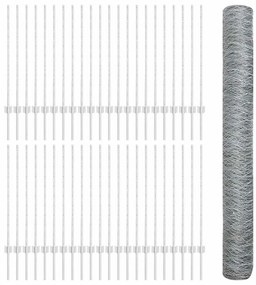 Postes de Cerca vidaXL 22 pcs U-Channel 100 cm Aço Galvanizado