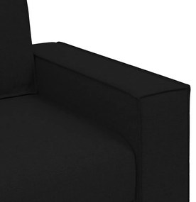 Conjunto de Sofá de 3 Peças com Almofadas em Tecido Preto