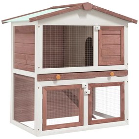 vidaXL Coelheira de exterior 3 portas madeira castanho