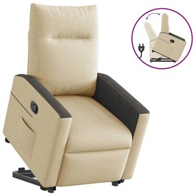 vidaXL Poltrona reclinável elevatória tecido cor creme