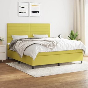 vidaXL Cama com molas/colchão 160x200 cm tecido verde