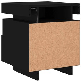 Mesa de cabeceira com luzes LED 40x39x48,5 cm preto