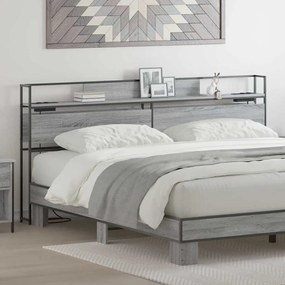 vidaXL Cabeceira de armazenamento com cabeceira Sonoma cinzento 180 cm