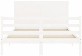 Estrutura de cama com cabeceira 140x200cm madeira maciça branco