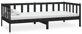 Sofá-cama com colchão 90x200 cm pinho maciço preto