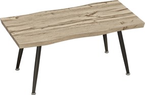 Mesa de Centro Moderna com Tampo Espesso de 4 cm, Pés de Aço, 100x50x45 cm, Carvalho