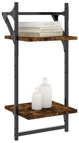 Estante 2 prateleiras c/ barras 2pcs 30x25x65cm carvalho sonoma