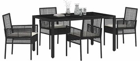 Conjunto de Jantar para Jardim 5 pcs Preto 150 x 90 x 75 cm
