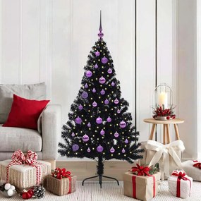 vidaXL Árvore de Natal Artificial Pré-iluminada Preto 150 cm PVC