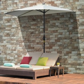 Chapéu de Sol de Jardim com 24 Luzes LED Solar Semicircular com Manivela Teto de Ventilação 265x135x240 cm Bege