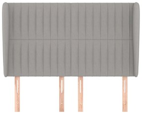 Cabeceira de cama c/ abas tecido 147x23x118/128cm cinza-claro