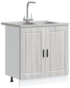 Armário de Freguês vidaXL "Porto" com Pia Cinza Sonoma 80x46x84,5 cm M