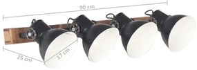 Candeeiro de parede industrial 90x25 cm E27 preto