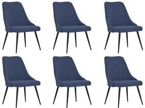 vidaXL Cadeiras de jantar 6 pcs tecido azul
