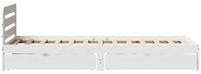 Cama sem colchão 90x200 cm madeira de pinho maciça branco