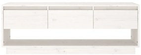 Móvel de TV 110,5x34x40 cm madeira de pinho maciça branco