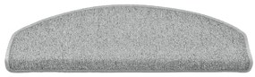 Tapete/carpete para degraus 15 pcs 65x24x4cm cinzento-claro