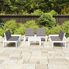 vidaXL 6 pcs conjunto lounge de jardim c/ almofadões plástico branco