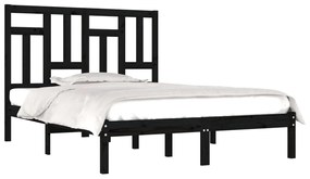 Estrutura cama dupla pequena 120x190 cm madeira maciça preto